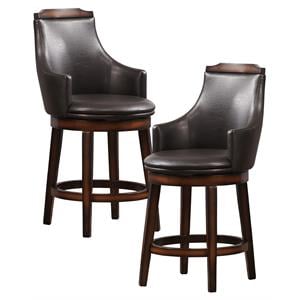 Lexicon Bayshore Wood Counter Height Swivel Stools - Dark Brown (Set of 2)