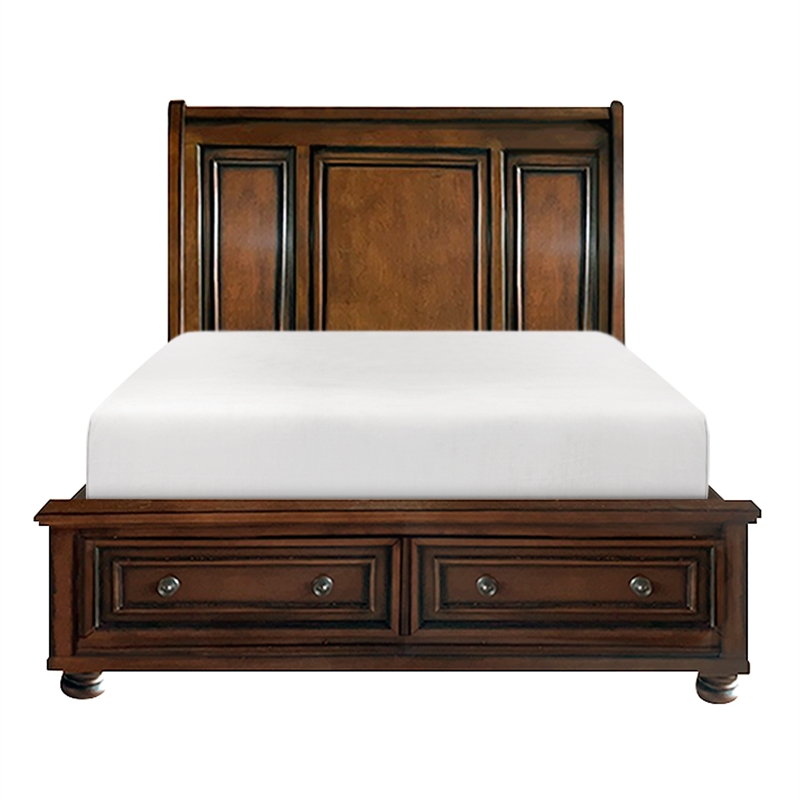 Lexicon Cumberland 2 Drawers Wood Eastern King Sleigh Bed in Brown Cherry