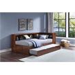 Lexicon Rowe 5-Shelf Wood Twin Bookcase Corner Bed with Trundle in Dark Cherry