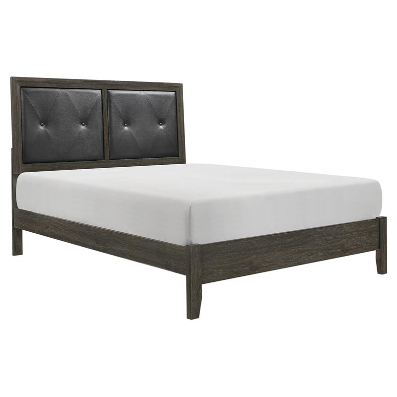 Lexicon Edina Contemporary Wood and Faux Leather Full Bed in Dark Gray/Black