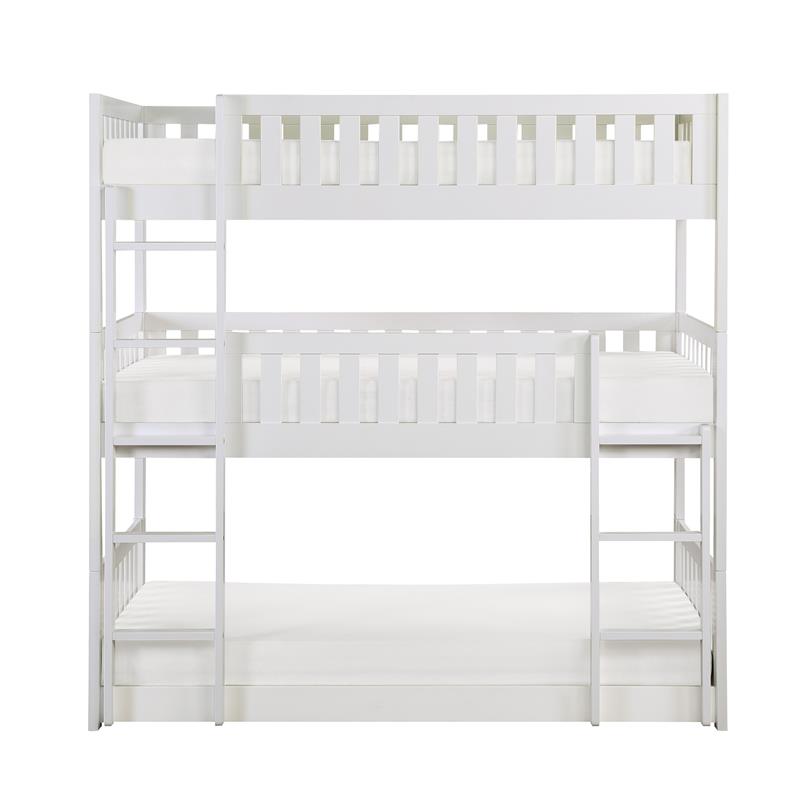 Lexicon Galen Transitional Wood Triple Twin Bunk Bed in White