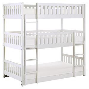 Lexicon Galen Transitional Wood Triple Twin Bunk Bed in White