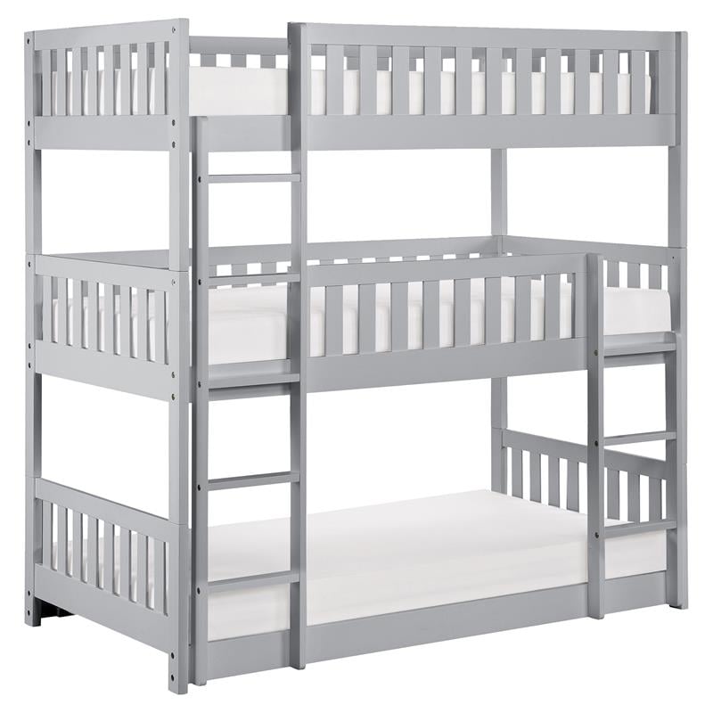 Lexicon Orion Transitional Wood Triple Twin Bunk Bed in Gray