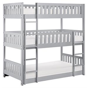 Lexicon Orion Transitional Wood Triple Twin Bunk Bed in Gray