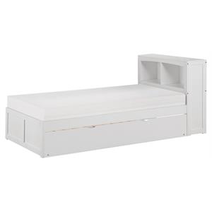 Lexicon Galen 88.5&quot Transitional Wood Twin Bookcase Bed with Trundle in White