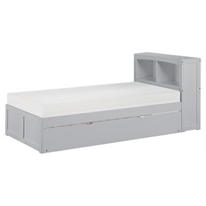 Lexicon Orion 88.5&quot Transitional Wood Twin Bookcase Bed with Trundle in Gray