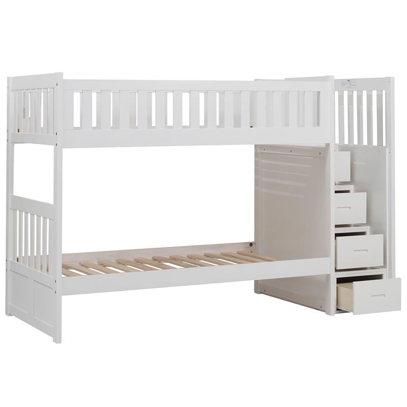 Lexicon Galen Reversible Step Storage Wood Bunk Bed in White