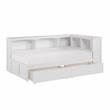 Lexicon Galen 5-Shelf Wood Twin Bookcase Corner Bed with Storage Boxes in White