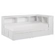 Lexicon Galen 5-Shelf Wood Twin Bookcase Corner Bed with Storage Boxes in White