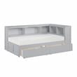 Lexicon Orion 5-Shelf Wood Twin Bookcase Corner Bed with Storage Boxes in Gray