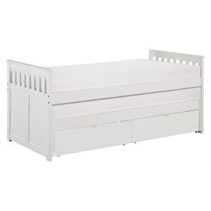 Lexicon Galen 81.5&quot Transitional Wood Twin/Twin Bed with Storage Boxes in White