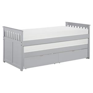 Lexicon Orion 81.5&quot Transitional Wood Twin/Twin Bed with Storage Boxes in Gray