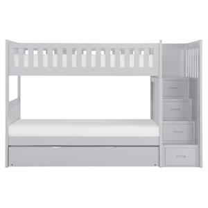 Lexicon Orion 97&quot Reversible Step Storage Wood Bunk Bed with Trundle in Gray