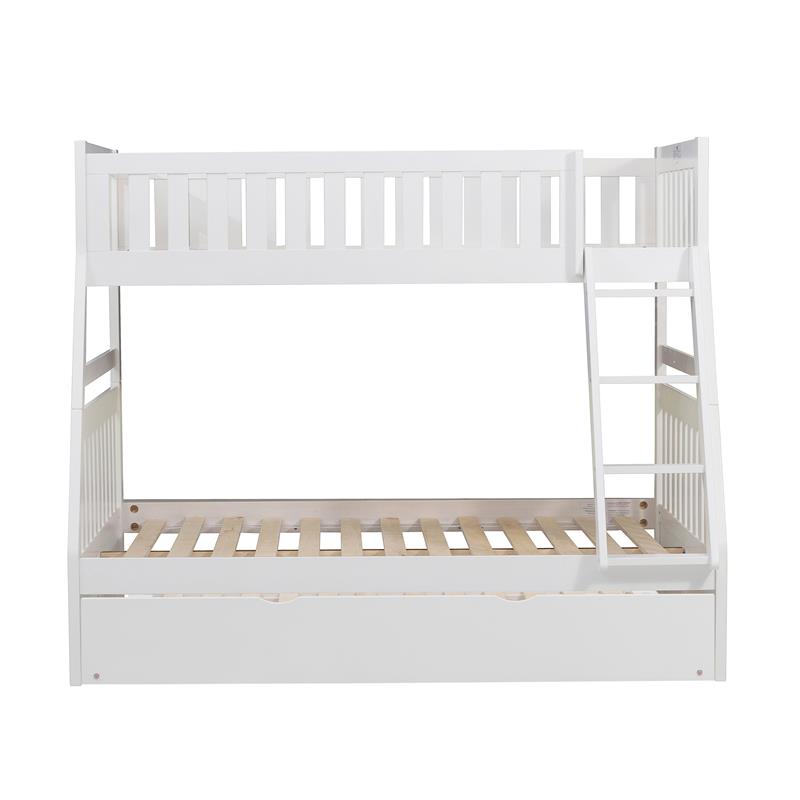 Lexicon Galen Transitional Wood Twin over Full Bunk Bed with Trundle in White