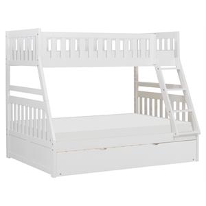 Lexicon Galen Transitional Wood Twin over Full Bunk Bed with Trundle in White