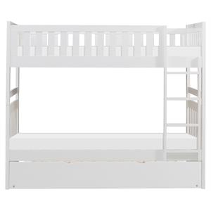 Lexicon Galen Transitional Wood Twin over Twin Bunk Bed with Trundle in White