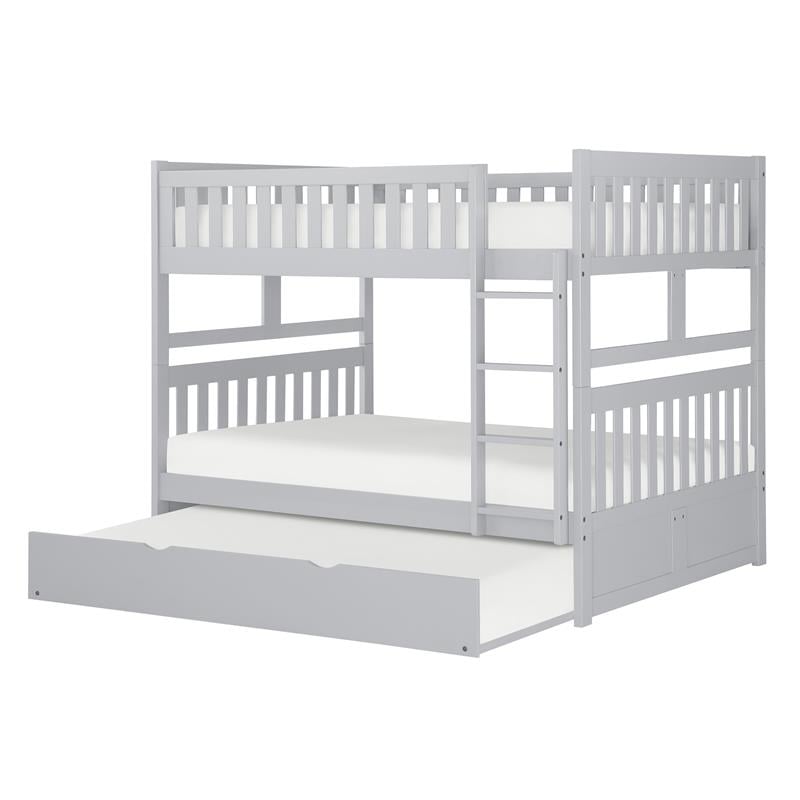 Lexicon Orion Transitional Wood Full over Full Bunk Bed with Trundle Bed in Gray