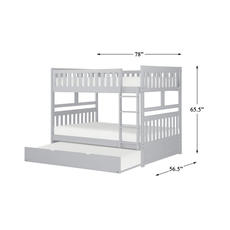 Lexicon Orion Transitional Wood Full over Full Bunk Bed with Trundle Bed in Gray