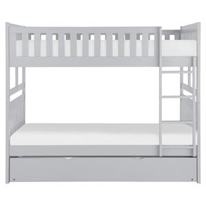 Lexicon Orion Transitional Wood Full over Full Bunk Bed with Trundle Bed in Gray
