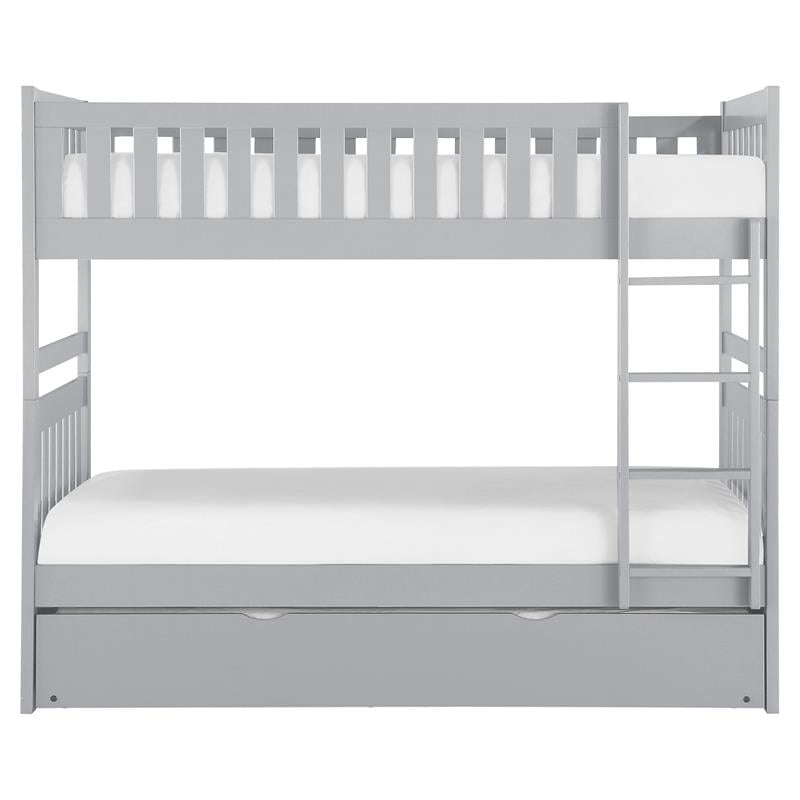 Lexicon Orion Transitional Wood Twin over Twin Bunk Bed with Trundle Bed in Gray
