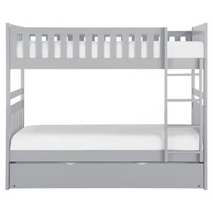 Lexicon Orion Transitional Wood Twin over Twin Bunk Bed with Trundle Bed in Gray