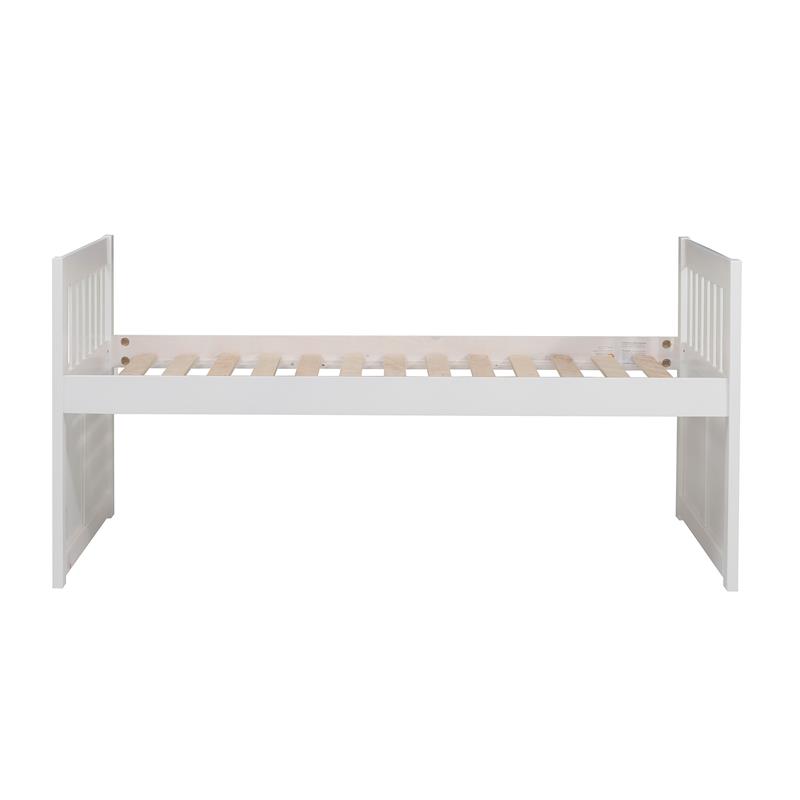 Lexicon Galen Wood Twin Bed with 2 Storage Drawer Trundle Bed in White