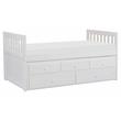 Lexicon Galen Wood Twin Bed with 2 Storage Drawer Trundle Bed in White