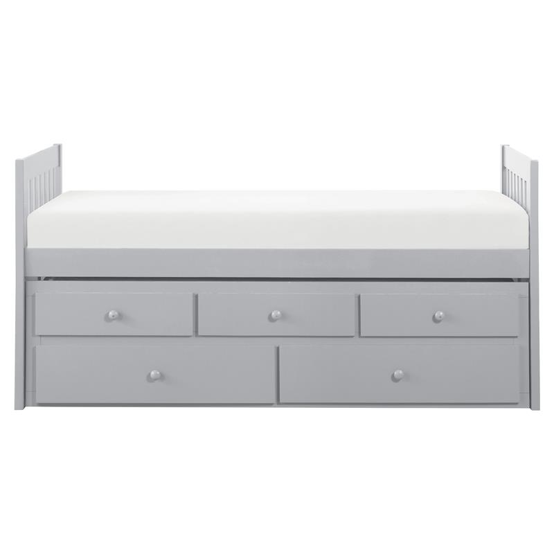 Lexicon Orion Wood Twin Bed with 2 Storage Drawer Trundle Bed in Gray