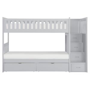 Lexicon Orion 97&quot Reversible Step Storage Wood Bunk Bed with Storage Box in Gray