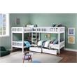 Lexicon Galen Transitional Wood Corner Bunk Bed with Storage Boxes in White