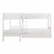 Lexicon Galen Transitional Wood Corner Bunk Bed with Storage Boxes in White