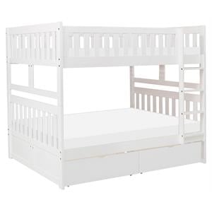 Lexicon Galen 2-Storage Boxes Transitional Wood Full over Full Bunk Bed in White