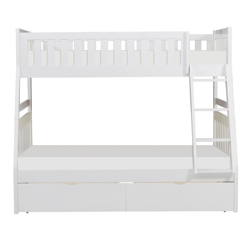 Lexicon Galen 2-Storage Boxes Transitional Wood Twin over Full Bunk Bed in White
