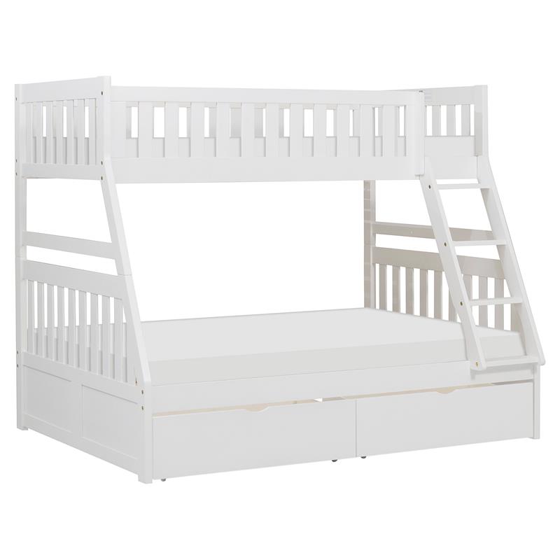 Lexicon Galen 2-Storage Boxes Transitional Wood Twin over Full Bunk Bed in White