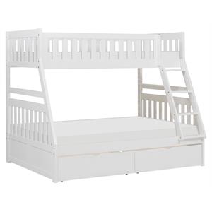 Lexicon Galen 2-Storage Boxes Transitional Wood Twin over Full Bunk Bed in White