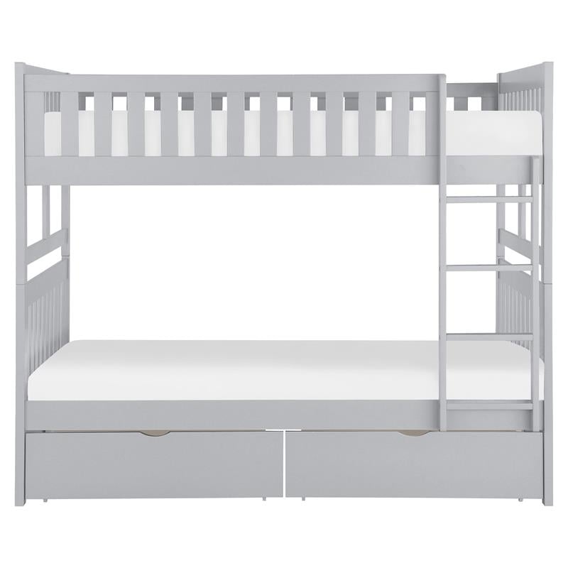 Lexicon Orion Transitional Wood Full over Full Bunk Bed with Storage Box in Gray