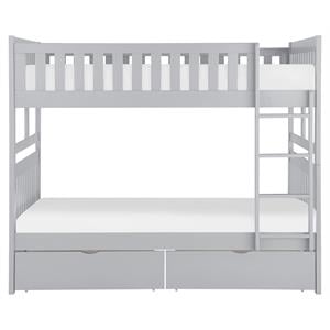 Lexicon Orion Transitional Wood Full over Full Bunk Bed with Storage Box in Gray
