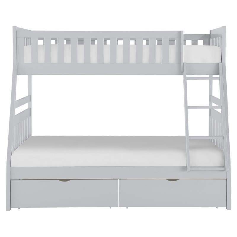 Lexicon Orion Transitional Wood Twin over Full Bunk Bed with Storage Box in Gray