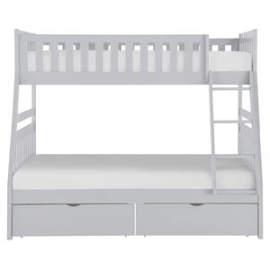 Lexicon Orion Transitional Wood Twin over Full Bunk Bed with Storage Box in Gray
