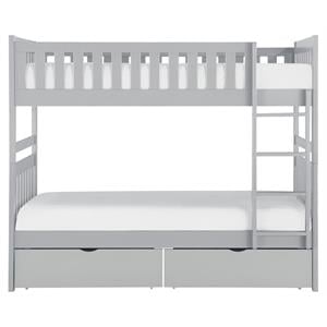 Lexicon Orion Transitional Wood Twin over Twin Bunk Bed with Storage Box in Gray