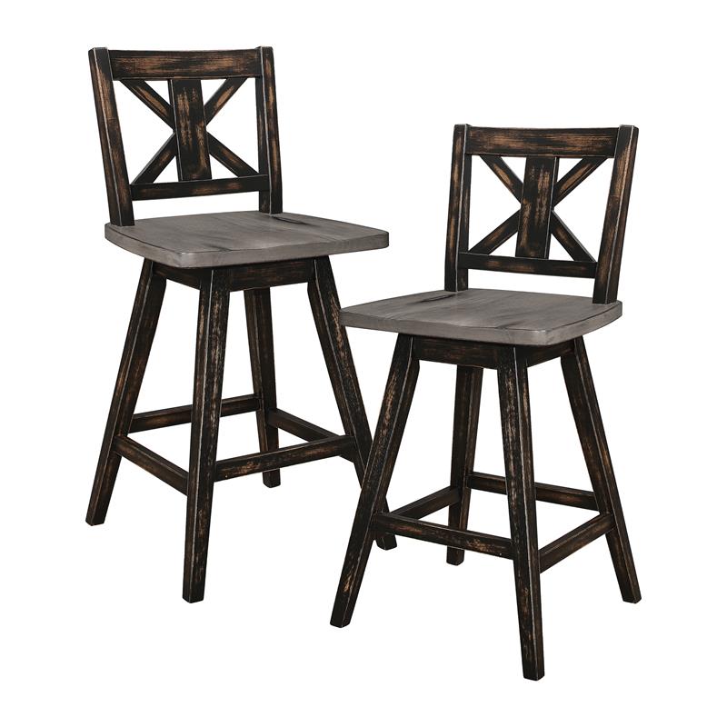 Lexicon Amsonia 5-Piece Wood Counter Height Dining Set in Distressed Gray/Black