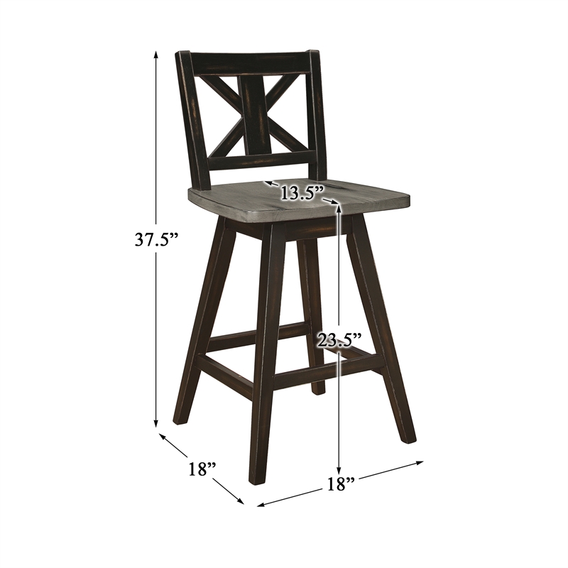 Lexicon Amsonia 5-Piece Wood Counter Height Dining Set in Distressed Gray/Black