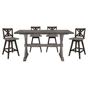 Lexicon Amsonia 5-Piece Wood Counter Height Dining Set in Distressed Gray/Black