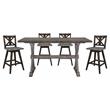 Lexicon Amsonia 5-Piece Wood Counter Height Dining Set in Distressed Gray/Black