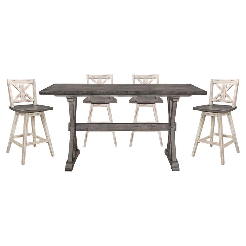 Lexicon Amsonia 5-Piece Wood Counter Height Dining Set in Distressed Gray/White