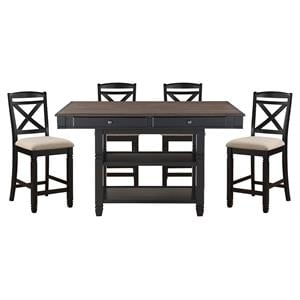 Lexicon Baywater 5-Piece 4 Drawers Wood Counter Height Dining Set in Natural