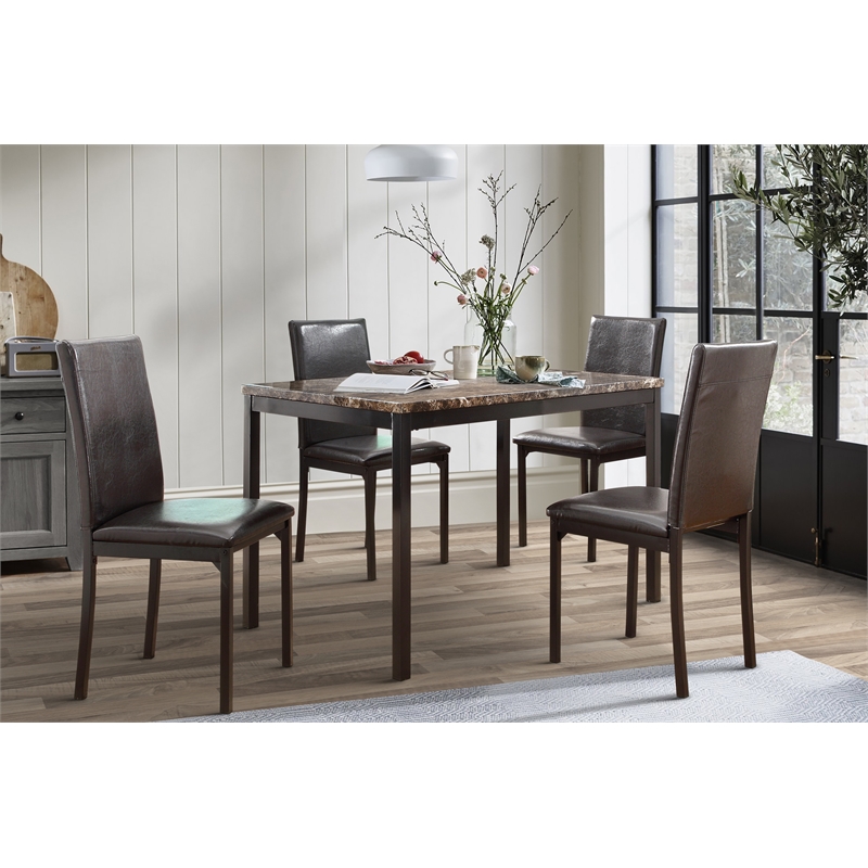 Lexicon Tempe 5-Piece Transitional Metal Dining Set in Black