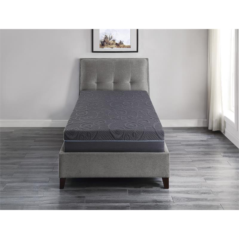 Lexicon Homelegance Bedding Fabric Twin XL EK Gel Memory Hybrid Mattress in Gray