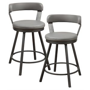 Lexicon Appert Metal Swivel Counter Height Chair in Gray (Set of 2)