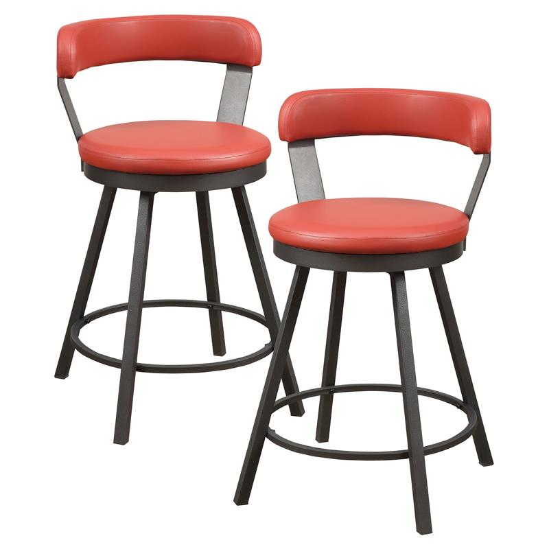 Lexicon Appert Metal Swivel Counter Height Chair in Red (Set of 2)